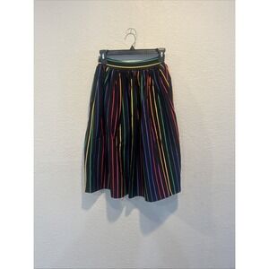 Collectif London Jasmine Dark Rainbow Swing Midi Skirt with Pockets Size 2 US